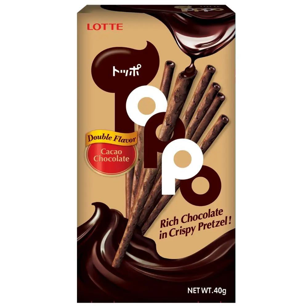 Toppo chocolate filled pretzel sticks
