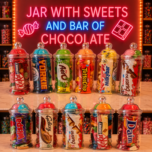 Sweet jar with chocolate bar