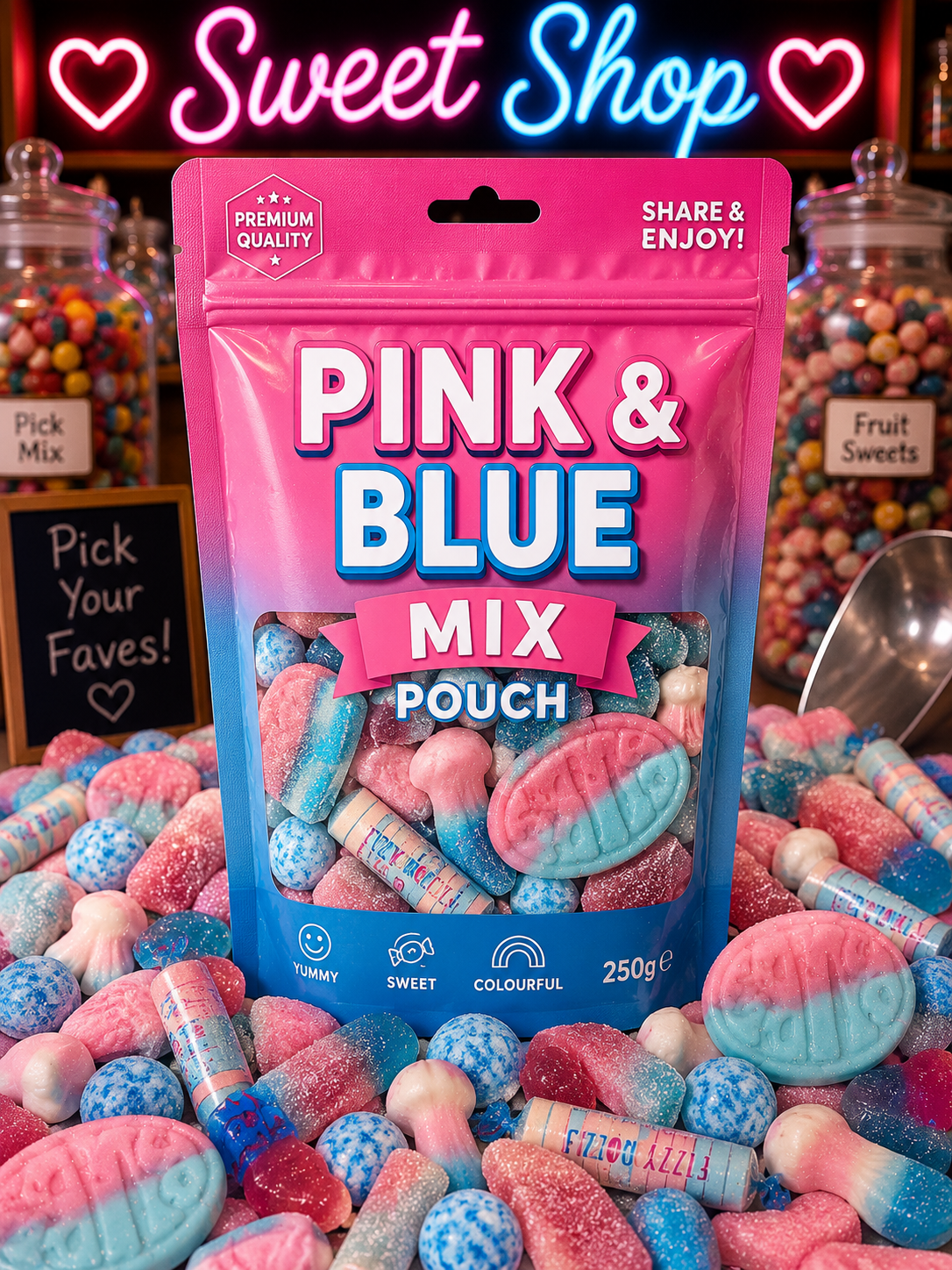Pink & blue mix pouch
