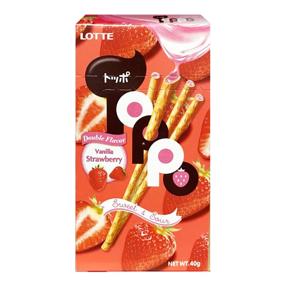 Toppo strawberry filled pretzel sticks